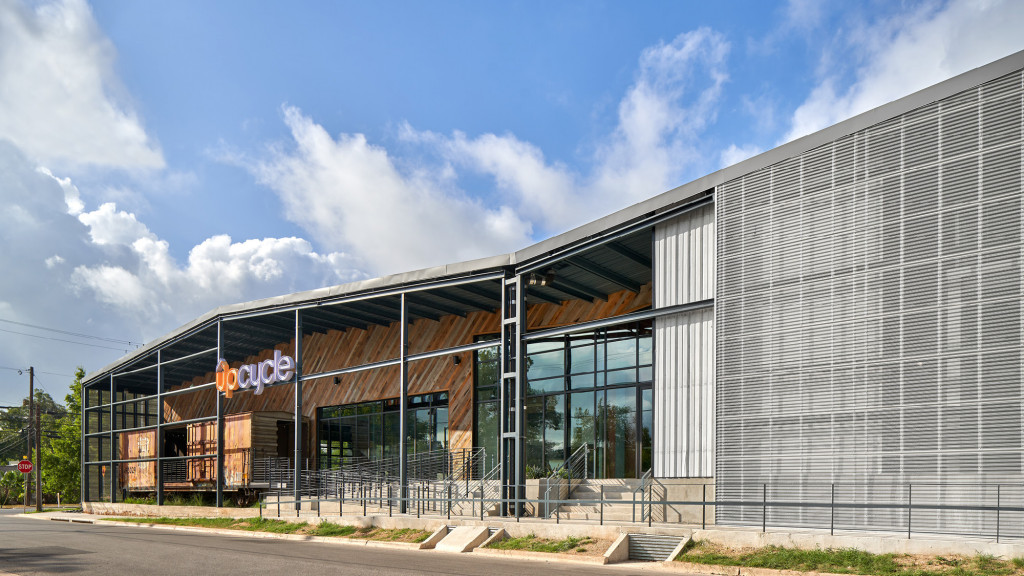 A building with glass walls.